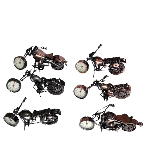 Qwick Click Metal Handmade Royal Look Showpiece Motor Bike with Watch Decorative Vintage