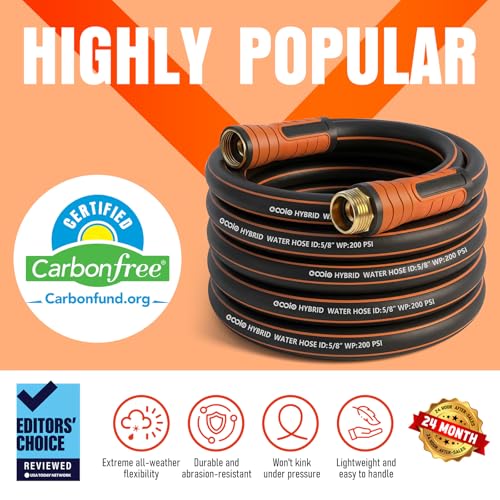 EOOIO Garden Hose 25 ft x 58 Heavy Duty Water Hose Flexible and Durable Kink Resistant Lightweight Hybrid Hose Leakproof Yard Hose with Male to Female Fittings - Image 3
