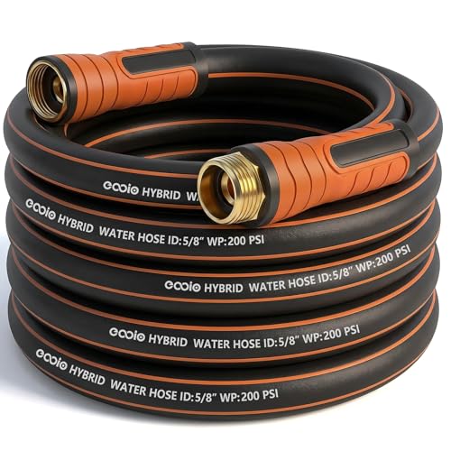 EOOIO Garden Hose 25 ft x 58 Heavy Duty Water Hose Flexible and Durable Kink Resistant Lightweight Hybrid Hose Leakproof Yard Hose with Male to Female Fittings - Image 1
