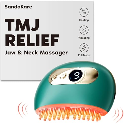 Zaybuon منتجات تخفيف TMJ SandoKare لتخفيف ألم الفك، جهاز تدليك TMJ، اهتزاز وتسخين، تصميم إرجونومي متعدد الإبر، أداة تدليك TMJ فعالة لتخفيف ألم الفك والرقبة، تخفيف طحن الأسنان وتشديدها (أخضر) - Image 1