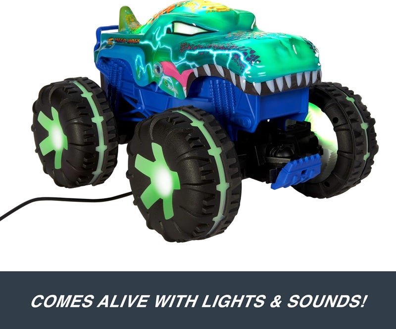 هوت ويلز شاحنة لعبة هت ويلز الوحشية RC، التحكم عن بعد الضخم Mega-Wrex Alive بمقياس 1:15، 3 أوضاع لعب مع أضواء وأصوات تفاعلية - Image 5