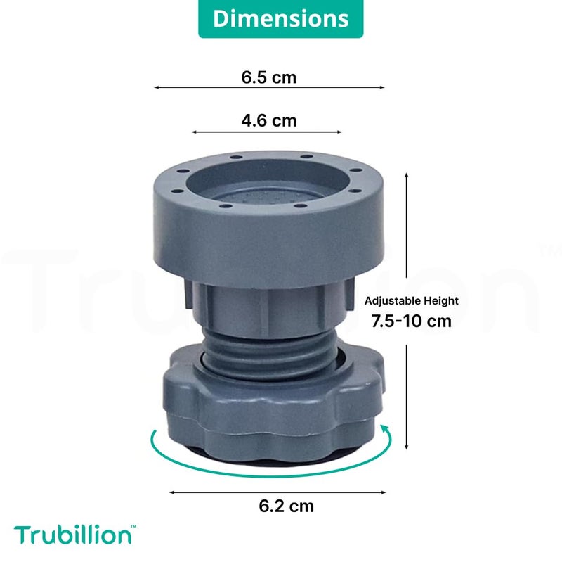 TRUBILLION GripGuard by Trubillion Set of 4 Height Adjustable AntiVibration Pads Stand for Refrigerator Washing Machine Heavy Appliance Support NonSlip Shockproof Waterproof Base Protector  - Image 3