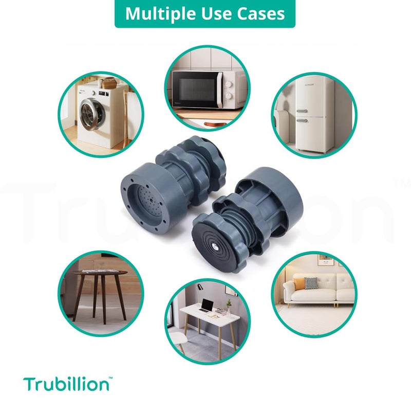 TRUBILLION GripGuard by Trubillion Set of 4 Height Adjustable AntiVibration Pads Stand for Refrigerator Washing Machine Heavy Appliance Support NonSlip Shockproof Waterproof Base Protector  - Image 2