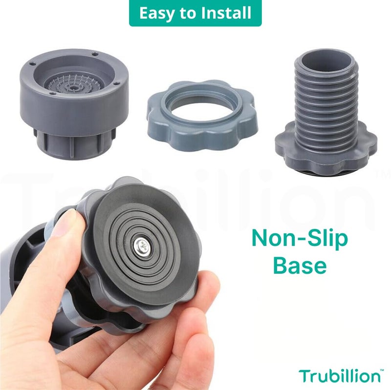 TRUBILLION GripGuard by Trubillion Set of 4 Height Adjustable AntiVibration Pads Stand for Refrigerator Washing Machine Heavy Appliance Support NonSlip Shockproof Waterproof Base Protector  - Image 4