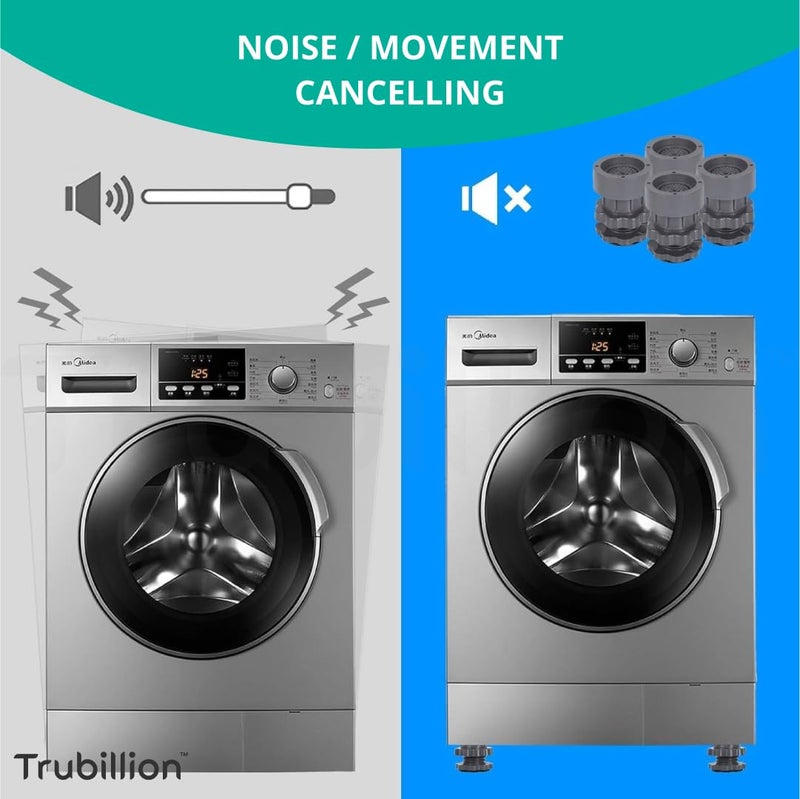 TRUBILLION GripGuard by Trubillion Set of 4 Height Adjustable AntiVibration Pads Stand for Refrigerator Washing Machine Heavy Appliance Support NonSlip Shockproof Waterproof Base Protector  - Image 5