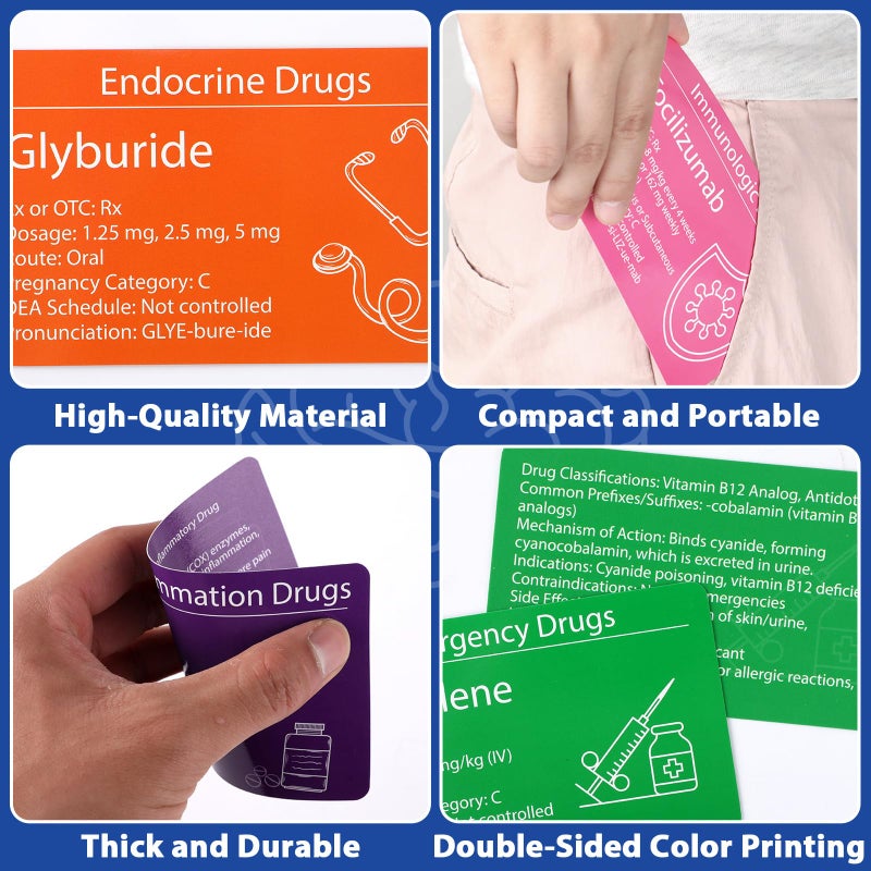 gisgfim Top 300 Drugs Flashcards Pharmacology Flash Cards Nursing School Essentials with Drug Names Test Questions Dosage Formulas IV Gauges for Nursing Pharmacology Med Students Pharmacy Techs - Image 3