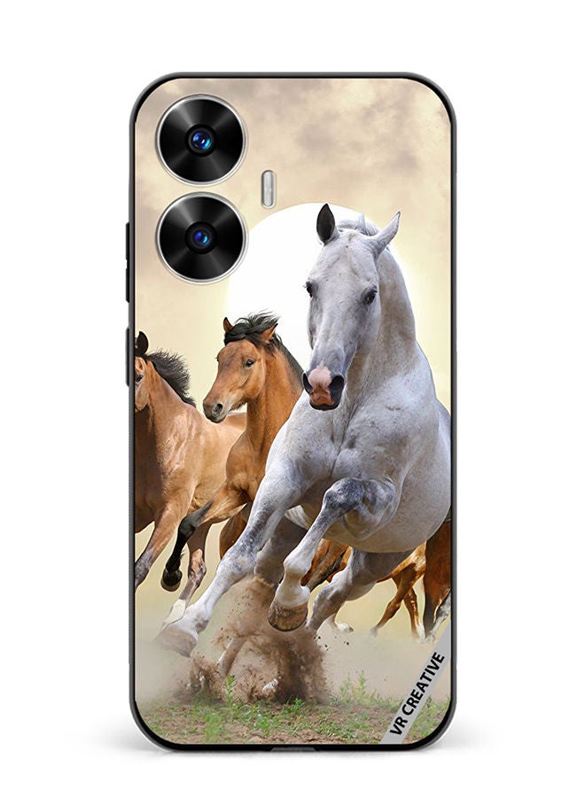VR CREATIVE Protective Case Cover For Realme C55 Running Horses Design Multicolour - Image 1