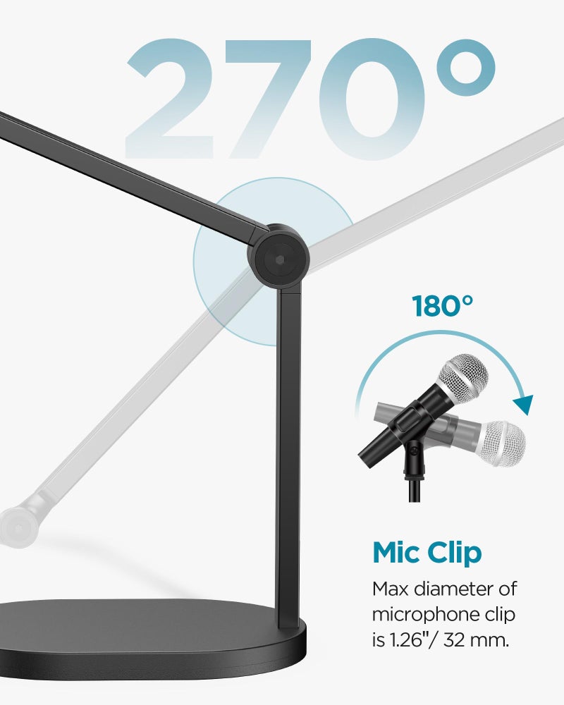 InnoGear Studio Mic Stand, Max Load 2.64 lb Microphone Arm Desk Mount Desktop Microphone Stand for Fifine AM8 K669B Blue Yeti HyperX QuadCast SoloCast AT2020, Webcams Cameras, Black - Image 4