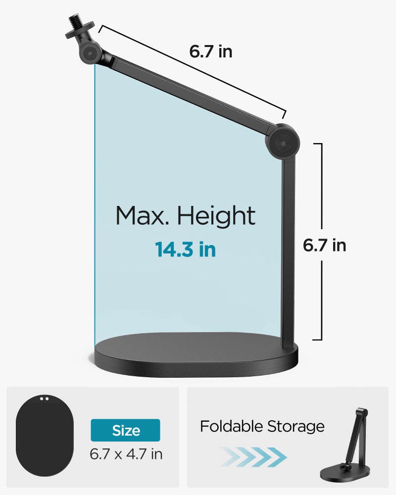 InnoGear Studio Mic Stand, Max Load 2.64 lb Microphone Arm Desk Mount Desktop Microphone Stand for Fifine AM8 K669B Blue Yeti HyperX QuadCast SoloCast AT2020, Webcams Cameras, Black - Image 5