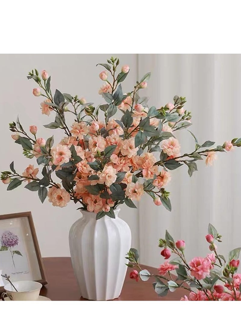 سيوسي وردة الشمبانيا الاصطناعية، زهور حرير مقلدة، 6 قطع 35.4 بوصة فروع كاميليا صناعية، زهور زهر الكرز الاصطناعية للمزهرية، ترتيبات الأرضيات، الزفاف، الحفلات، المكتب، غرفة المعيشة - Image 1