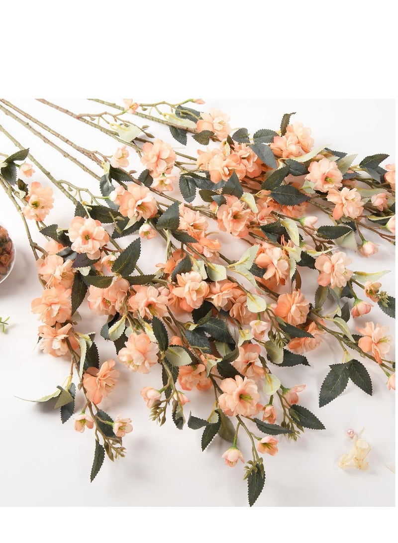 سيوسي وردة الشمبانيا الاصطناعية، زهور حرير مقلدة، 6 قطع 35.4 بوصة فروع كاميليا صناعية، زهور زهر الكرز الاصطناعية للمزهرية، ترتيبات الأرضيات، الزفاف، الحفلات، المكتب، غرفة المعيشة - Image 2