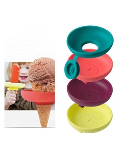 Mmmon 4 Pcs Holders for Kids Catches Drips Before They Drop,Frozen Popsicle and Ice Cream Holder for Summer Days and Birthday Popsicle Party  - Image 1