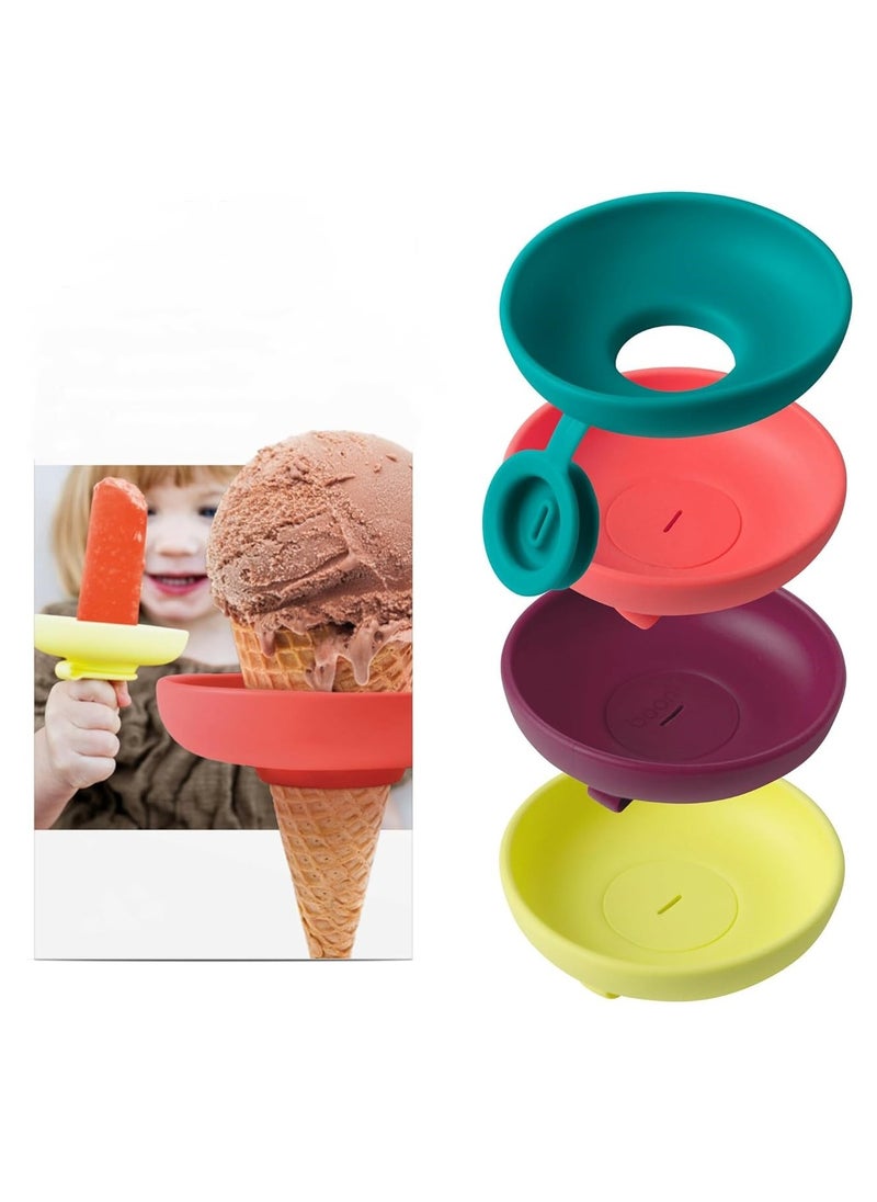4 Pcs Holders for Kids Catches Drips Before They Drop,Frozen Popsicle and Ice Cream Holder for Summer Days and Birthday Popsicle Party