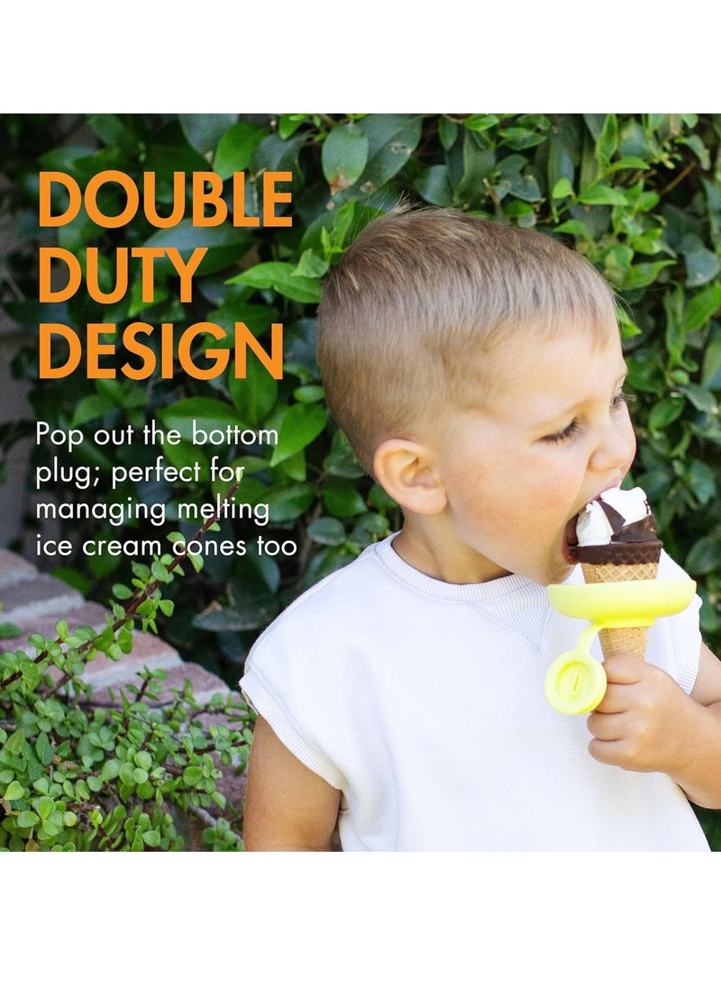 4 Pcs Holders for Kids Catches Drips Before They Drop,Frozen Popsicle and Ice Cream Holder for Summer Days and Birthday Popsicle Party