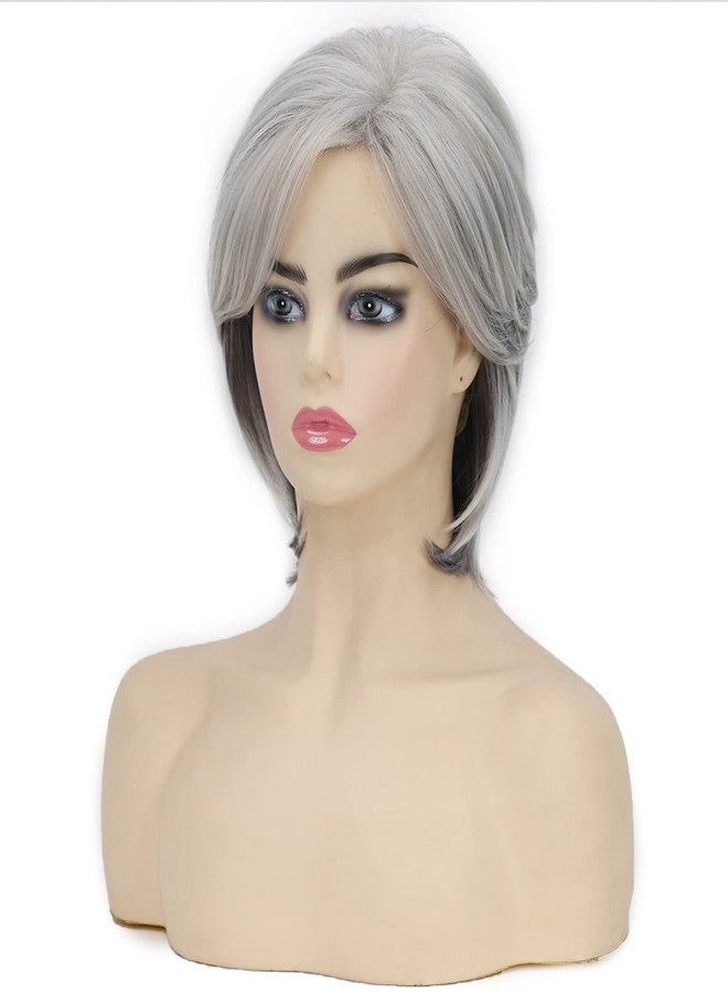 SEVENCOLORS Short Grey Wigs for White Women Layered Mixed Silver Pixie Cut Wigs Natural Wavy Short Gray Synthetic Hair Wig for Older Women - Image 2