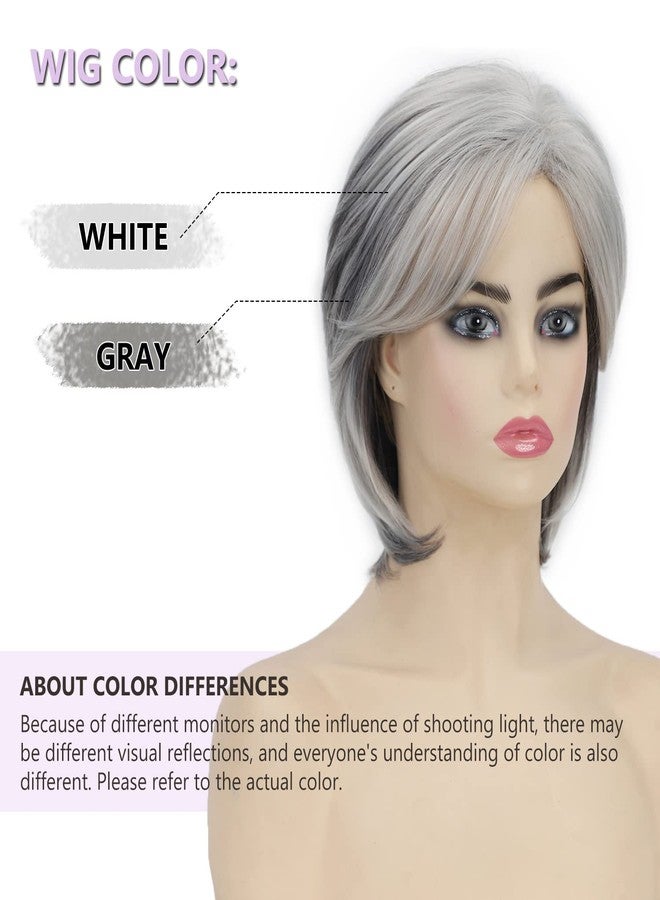 SEVENCOLORS Short Grey Wigs for White Women Layered Mixed Silver Pixie Cut Wigs Natural Wavy Short Gray Synthetic Hair Wig for Older Women - Image 4