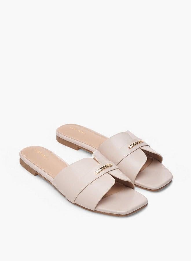 Flora Bella By Shoexpress Metal Accent Slip-On Flat Sandals - Image 3