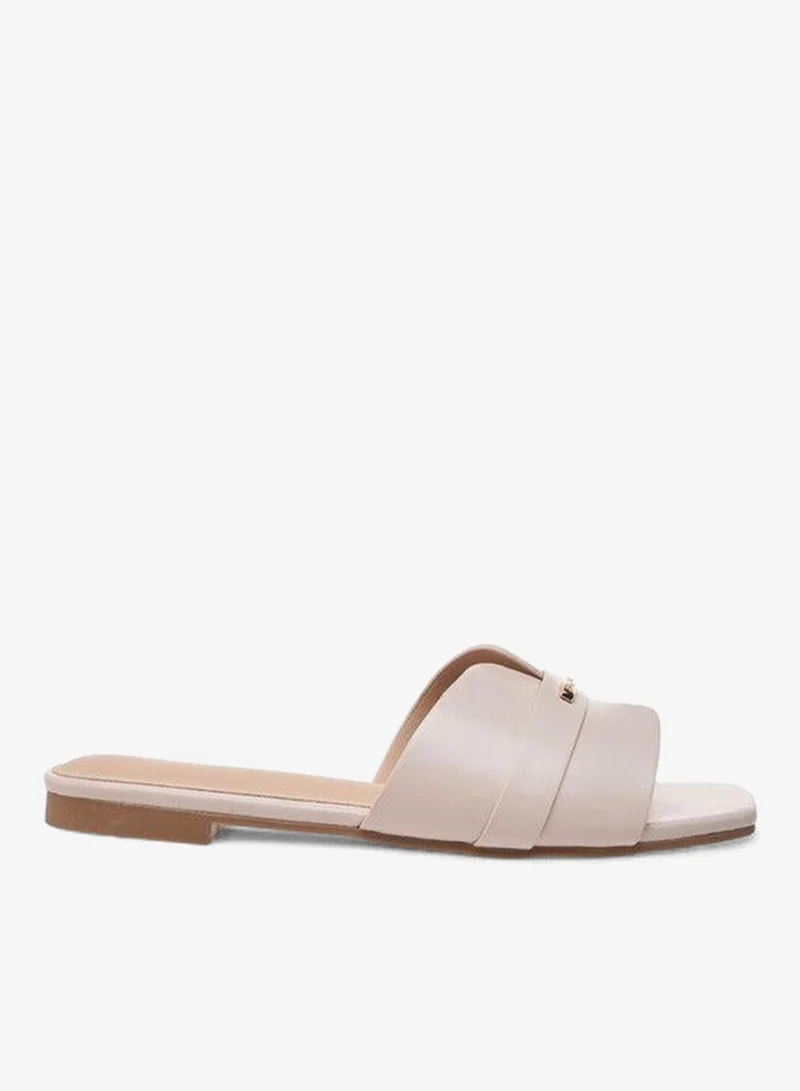 Flora Bella By Shoexpress Flora Bella Metal Accent Slip-On Flat Sandals