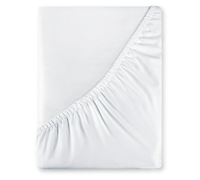 ROYALE LINENS Royale Linen 400 Thread Count 100% American Grown Cotton Fitted Sheet Twin Size - All Around Elastic Fitted Sheet - Luxury Sateen Weave - Snug Fit Bottom Sheet Fit Up to 16" (Twin, Signature White) - Image 1
