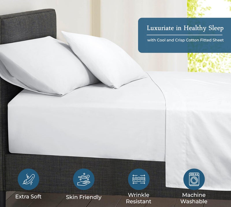 ROYALE LINENS Royale Linen 400 Thread Count 100% American Grown Cotton Fitted Sheet Twin Size - All Around Elastic Fitted Sheet - Luxury Sateen Weave - Snug Fit Bottom Sheet Fit Up to 16" (Twin, Signature White) - Image 3