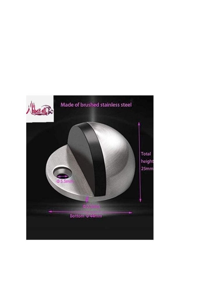 ABBASALI Stainless Stee Half Round Door Stopper with Rubber Bumper Door Retainer  - Image 2