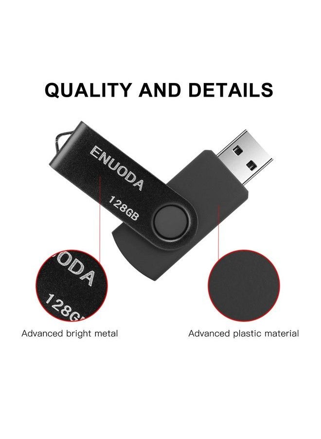 ENUODA 128Gb Usb Flash Drive Enuoda Thumb Drive 128Gb Swivel Design Usb 2.0 Memory Stick High Capacity Jump Drive Pen Drive For Laptop Pc Computer (Black)  - Image 3