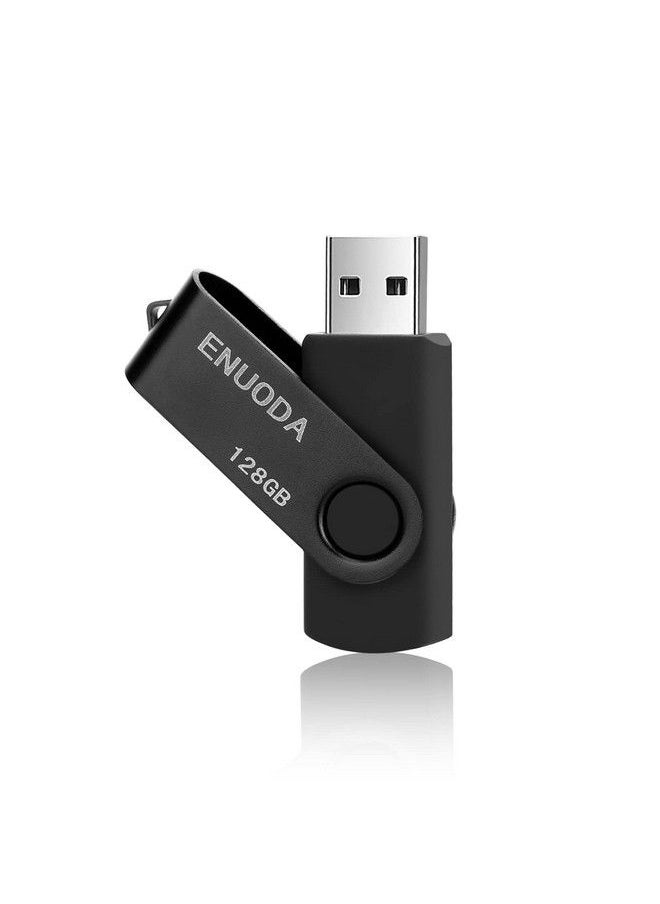 ENUODA 128Gb Usb Flash Drive Enuoda Thumb Drive 128Gb Swivel Design Usb 2.0 Memory Stick High Capacity Jump Drive Pen Drive For Laptop Pc Computer (Black)  - Image 1