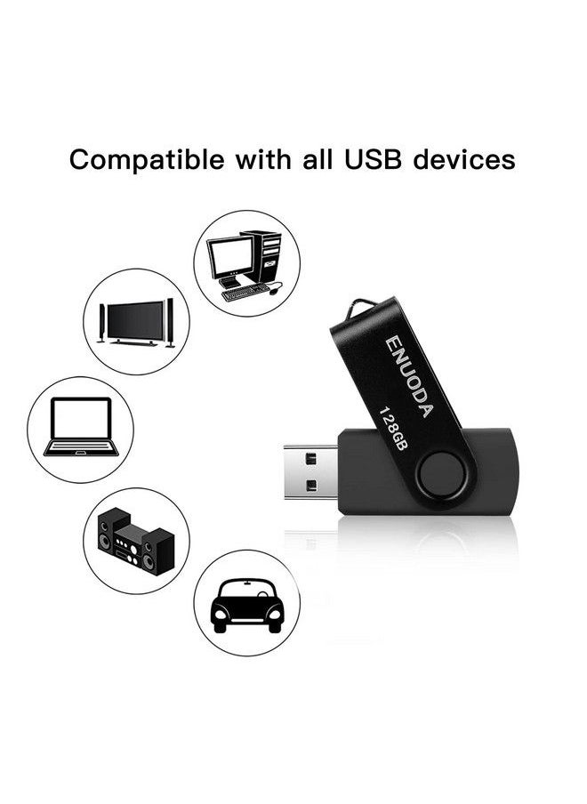 ENUODA 128Gb Usb Flash Drive Enuoda Thumb Drive 128Gb Swivel Design Usb 2.0 Memory Stick High Capacity Jump Drive Pen Drive For Laptop Pc Computer (Black)  - Image 5