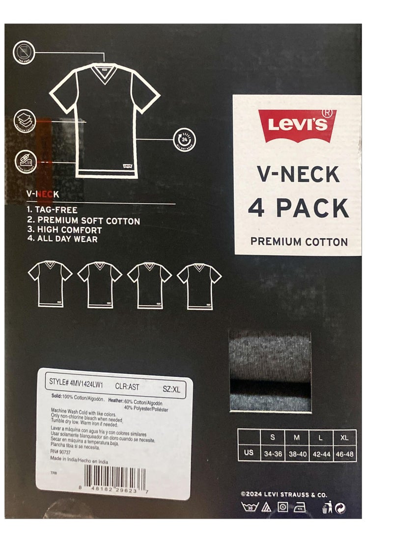 Levi's V Neck T-shirts 4 Pack , Darks  - Image 2
