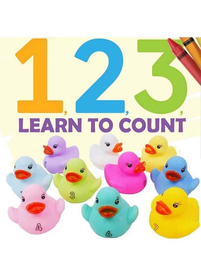 Liberty imports - 10 Pack: Numbers Counting Rubber Ducks Colorful Bath Toys 1 2 3 Learn To Count Numeracy Early Learning Educational Bathtime Squeak Duckies Bathtub Set For Kids Toddlers - Image 1