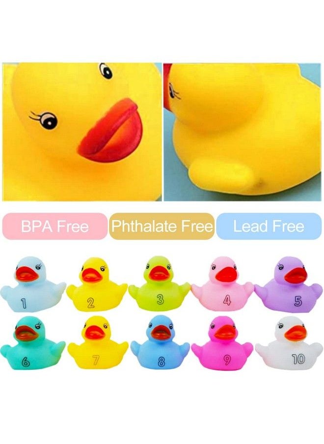 Liberty imports - 10 Pack: Numbers Counting Rubber Ducks Colorful Bath Toys 1 2 3 Learn To Count Numeracy Early Learning Educational Bathtime Squeak Duckies Bathtub Set For Kids Toddlers - Image 1
