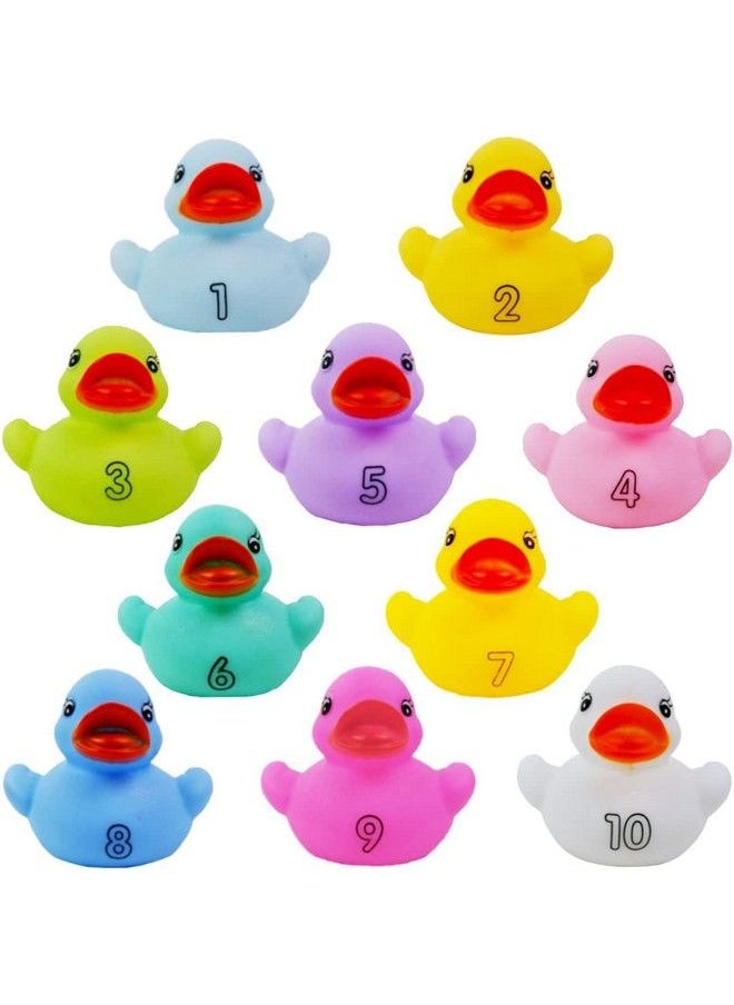 Liberty imports - 10 Pack: Numbers Counting Rubber Ducks Colorful Bath Toys 1 2 3 Learn To Count Numeracy Early Learning Educational Bathtime Squeak Duckies Bathtub Set For Kids Toddlers - Image 1