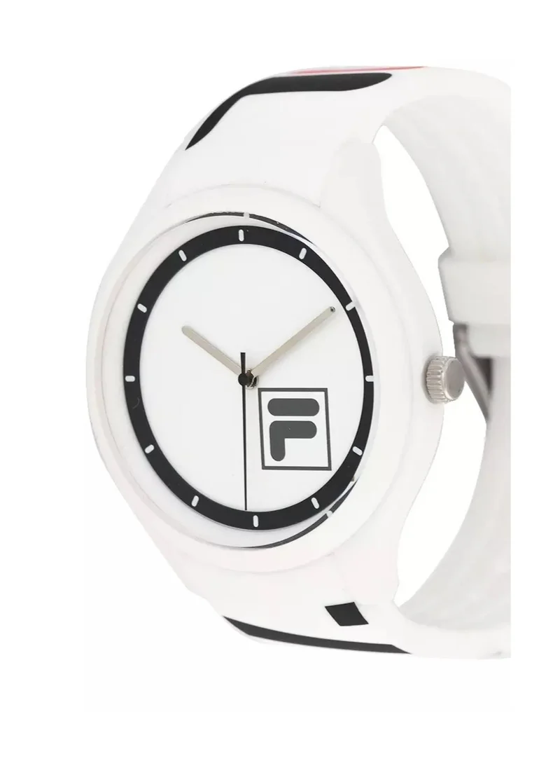 فيلا FILA ADULT UNISEX ANALOGUE WATCH PLASTIC CASE WHITE SILICONE STRAP, 38-321-101