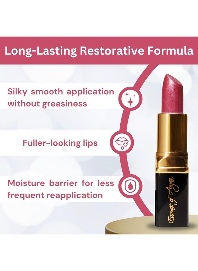Essence Of Argan 𝗘𝘀𝘀𝗲𝗻𝗰𝗲 𝗼𝗳 𝗔𝗿𝗴𝗮𝗻 Deep Moisturizing Pink Lipstick, Long Lasting Lipstick & Lip Care with Pure Organic Argan Oil, Shea Butter, Jojoba Oil & Aloe Vera Hydrating Lipstick, Precious Pink  - Image 4