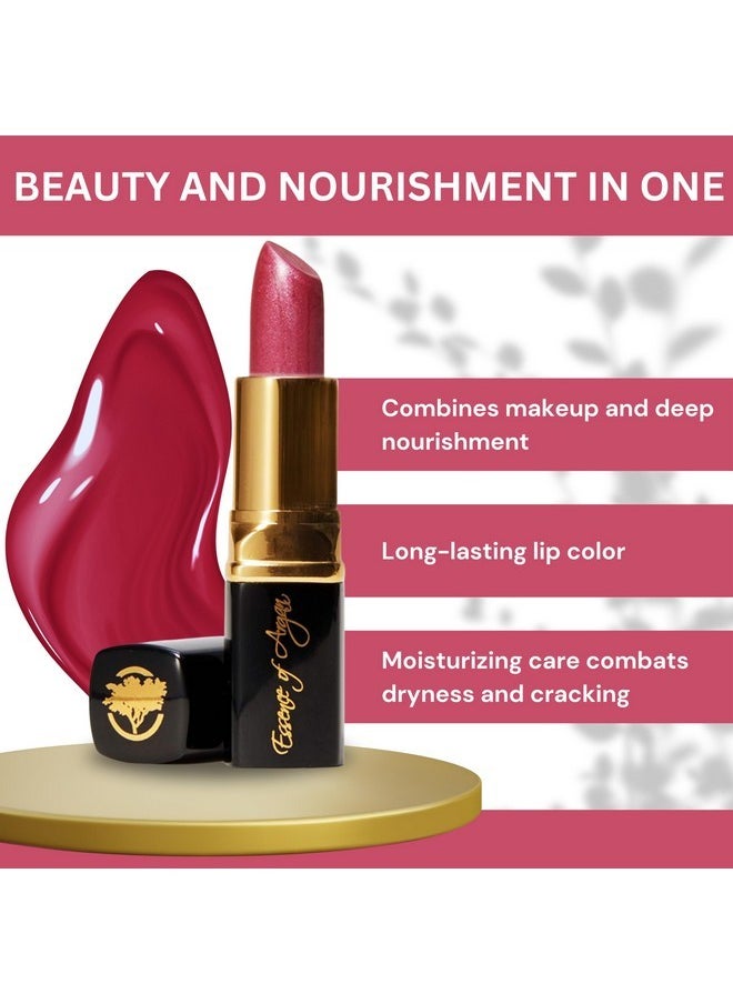 Essence Of Argan 𝗘𝘀𝘀𝗲𝗻𝗰𝗲 𝗼𝗳 𝗔𝗿𝗴𝗮𝗻 Deep Moisturizing Pink Lipstick, Long Lasting Lipstick & Lip Care with Pure Organic Argan Oil, Shea Butter, Jojoba Oil & Aloe Vera Hydrating Lipstick, Precious Pink  - Image 2