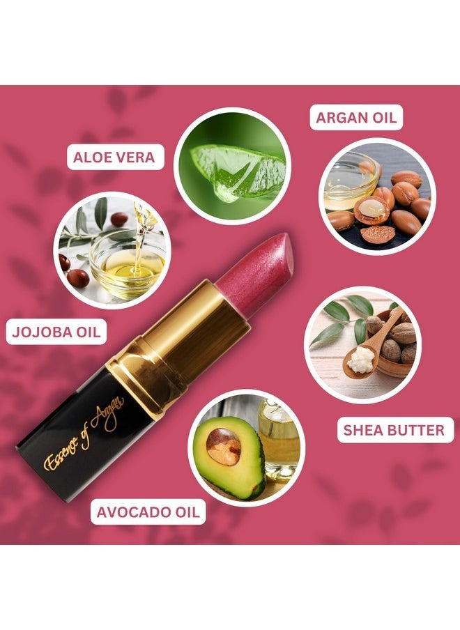 Essence Of Argan 𝗘𝘀𝘀𝗲𝗻𝗰𝗲 𝗼𝗳 𝗔𝗿𝗴𝗮𝗻 Deep Moisturizing Pink Lipstick, Long Lasting Lipstick & Lip Care with Pure Organic Argan Oil, Shea Butter, Jojoba Oil & Aloe Vera Hydrating Lipstick, Precious Pink  - Image 5