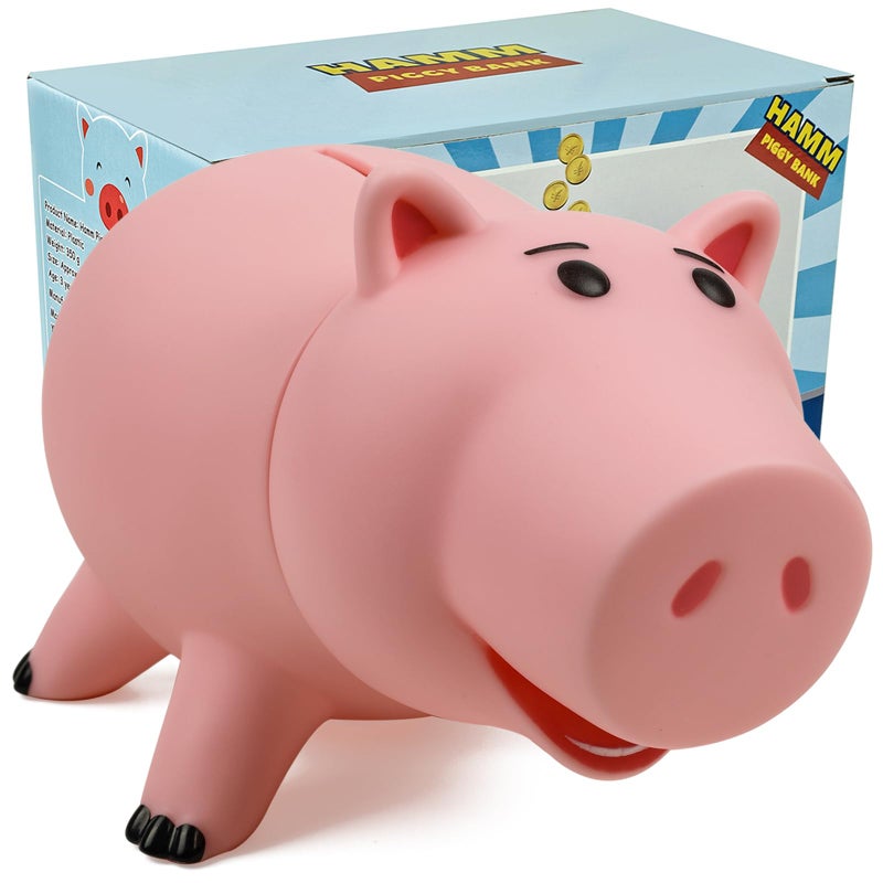 QUEENTAS Hamm Toy Story Piggy Banks for Kids large Pig Money Box Plastic Savings Bank for Children Kids Birthday ChristmasColor Pink