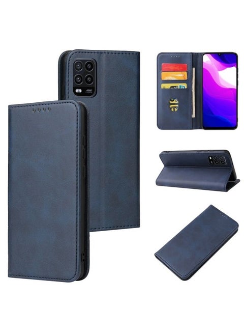 Case Cover For Xiaomi Mi 10 Lite Calf Texture Magnetic Horizontal Flip Leather Case with Holder & Card Slots & Wallet Blue