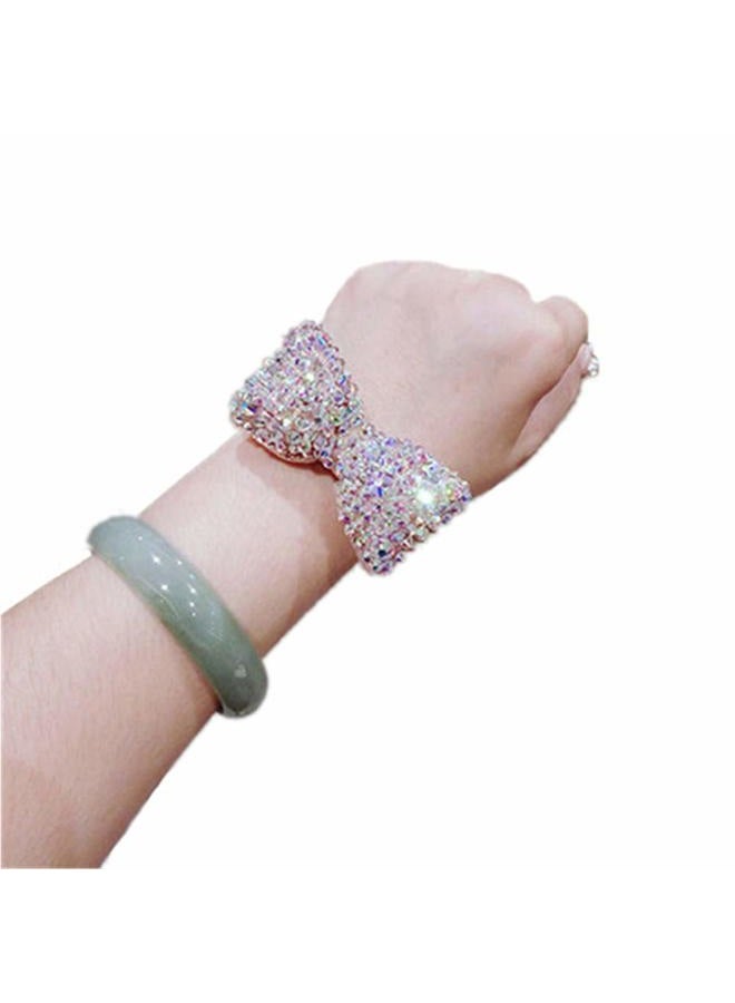 Xiwstar 2Pcs Luxury Bling Crystal Hair Bands Korean Fashion Rhinestone Bracelet Hair Bow Ties Scrunchies for Women Girls - Image 5