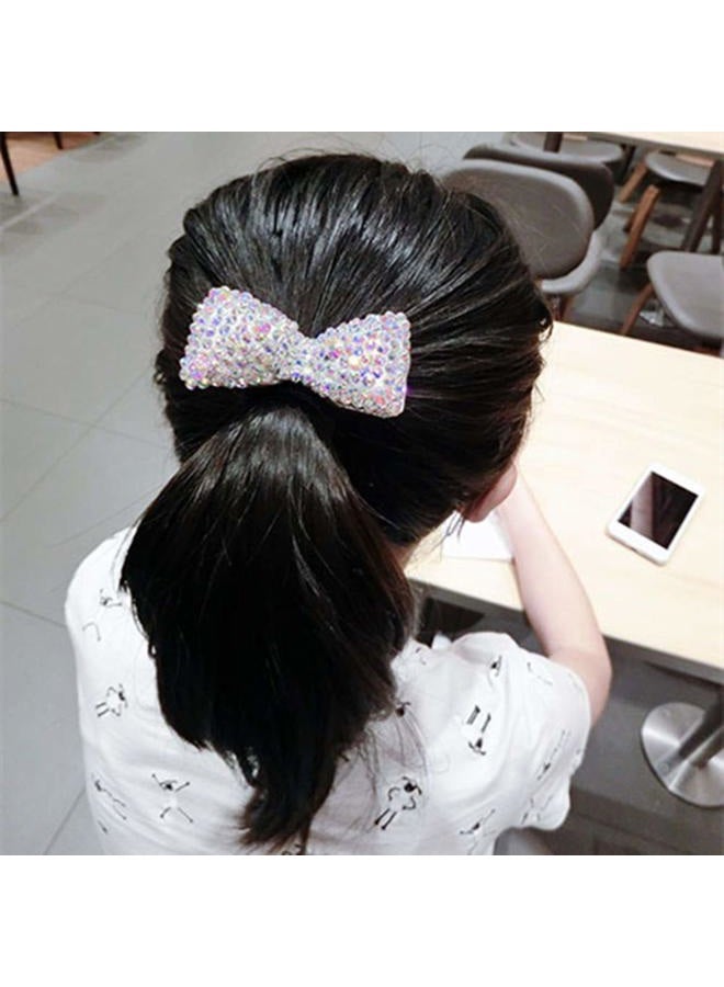 Xiwstar 2Pcs Luxury Bling Crystal Hair Bands Korean Fashion Rhinestone Bracelet Hair Bow Ties Scrunchies for Women Girls - Image 3