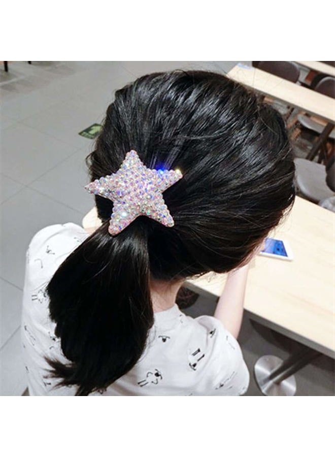 Xiwstar 2Pcs Luxury Bling Crystal Hair Bands Korean Fashion Rhinestone Bracelet Hair Bow Ties Scrunchies for Women Girls - Image 4