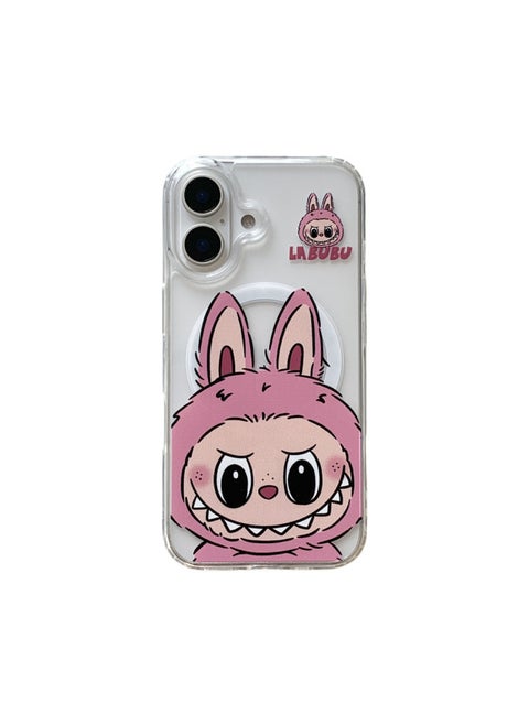 Creative And Interesting Fashion Big Face Labubu For 16ProMax Powder Brown Fresh Magnetic Couple IP15Pro/13-Color:Single Shell 1-Applicable Models:iPhone 15 Pro Max