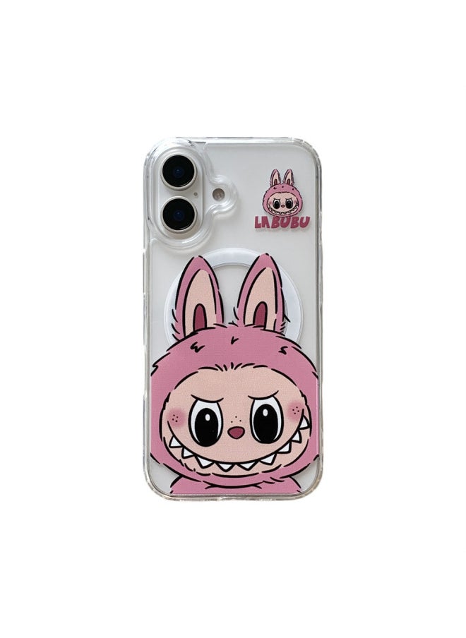 Creative And Interesting Fashion Big Face Labubu For 16ProMax Powder Brown Fresh Magnetic Couple IP15Pro/13-Color:Single Shell 1-Applicable Models:iPhone 15 Pro Max