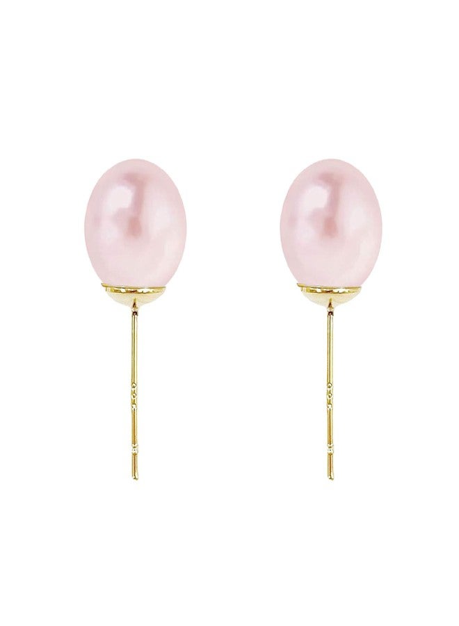 FYFTAK Big Pearl Earrings Classic Oversized pink Faux Large Pearl Earrings Studs for Women - 14mm - Image 2