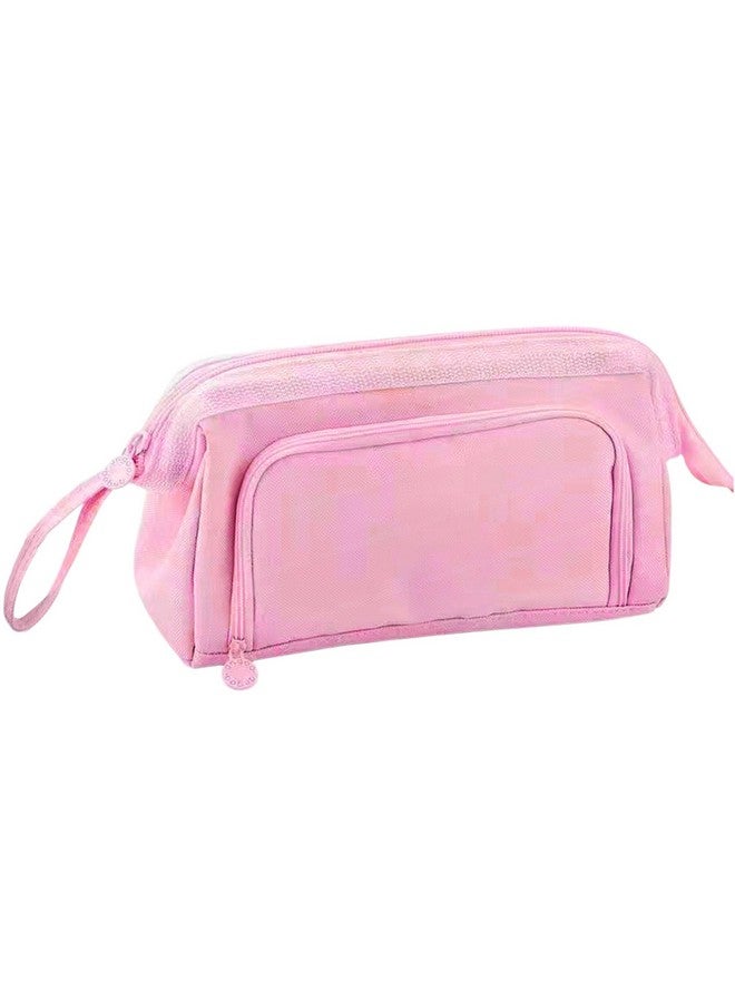 FunBlast Large Capacity Pencil Pouches, Multipurpose Zipper Pouch, Aesthetic Pencil Case for College Students, School Pouch for Girls, Stylish Cute Pen Pouch for Girls Korean Bag (Pink) - Image 1
