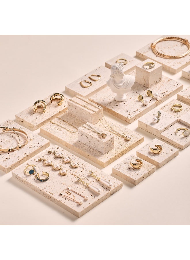 FUKE Natural Stone Tray Vanity Tray for Small Jewelry Cosmetics Watch Fragrance Keys - Image 2