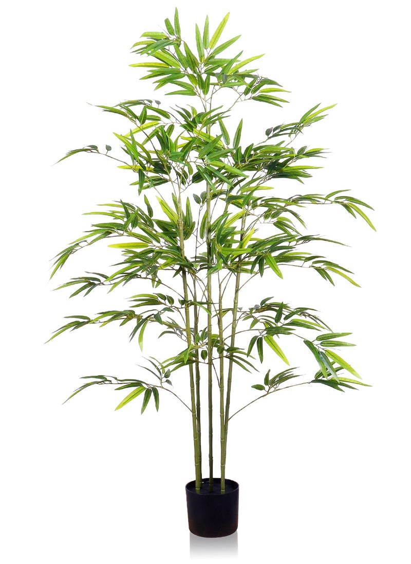 Generic Artificial bamboo tree, 150 cm artificial bamboo plant, real touch technology, perfect realistic artificial tree, with 5 trunks, very suitable for modern home decoration, office. Suitable for any scene placement  - Image 2