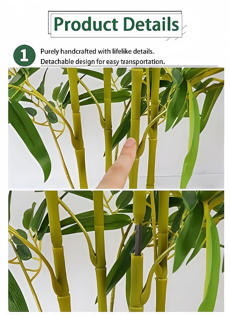 Generic Artificial bamboo tree, 150 cm artificial bamboo plant, real touch technology, perfect realistic artificial tree, with 5 trunks, very suitable for modern home decoration, office. Suitable for any scene placement  - Image 4