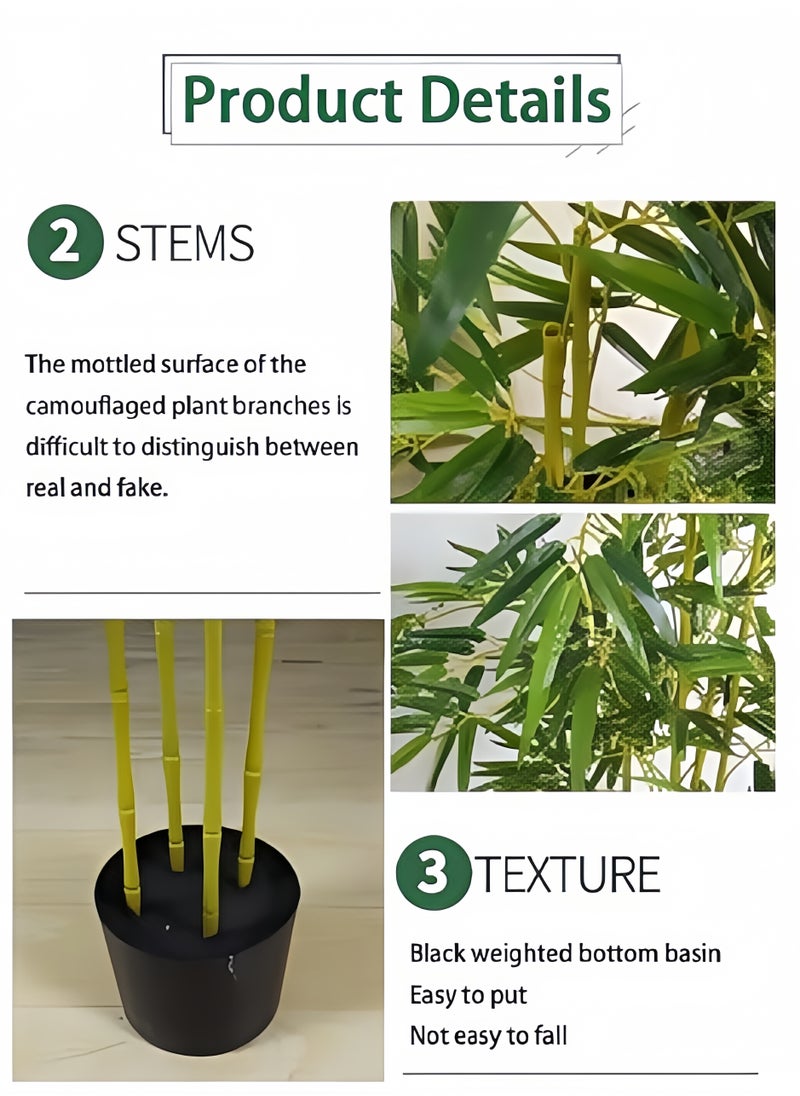 Generic Artificial bamboo tree, 150 cm artificial bamboo plant, real touch technology, perfect realistic artificial tree, with 5 trunks, very suitable for modern home decoration, office. Suitable for any scene placement  - Image 3