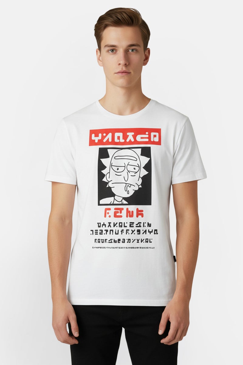 Difuzed x Rick And Morty Men Crew Neck Short Sleeve Graphic Print T-Shirt, White - Image 1